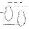 925 Sterling Silver Hoop Earrings for Women, White Gold Plated