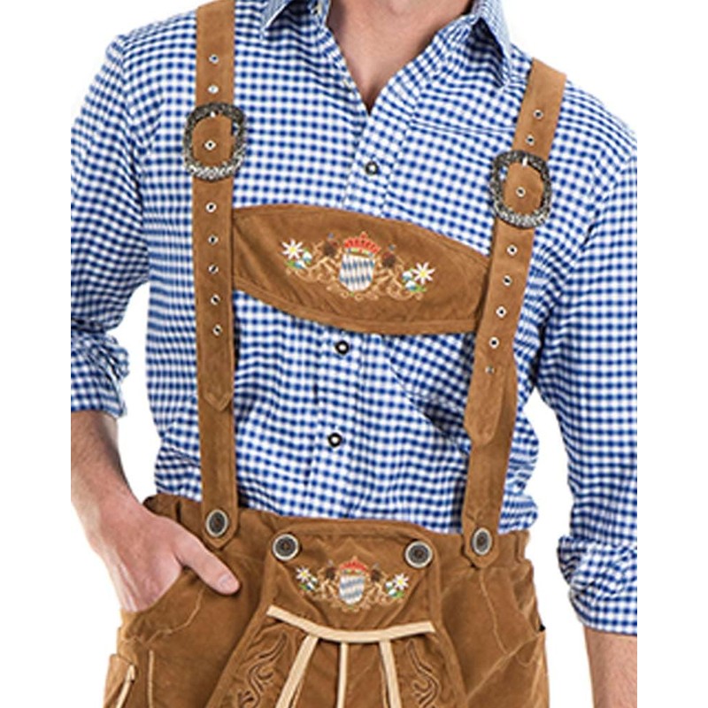Oskar Deluxe Tan Lederhosen Mens Costume Large