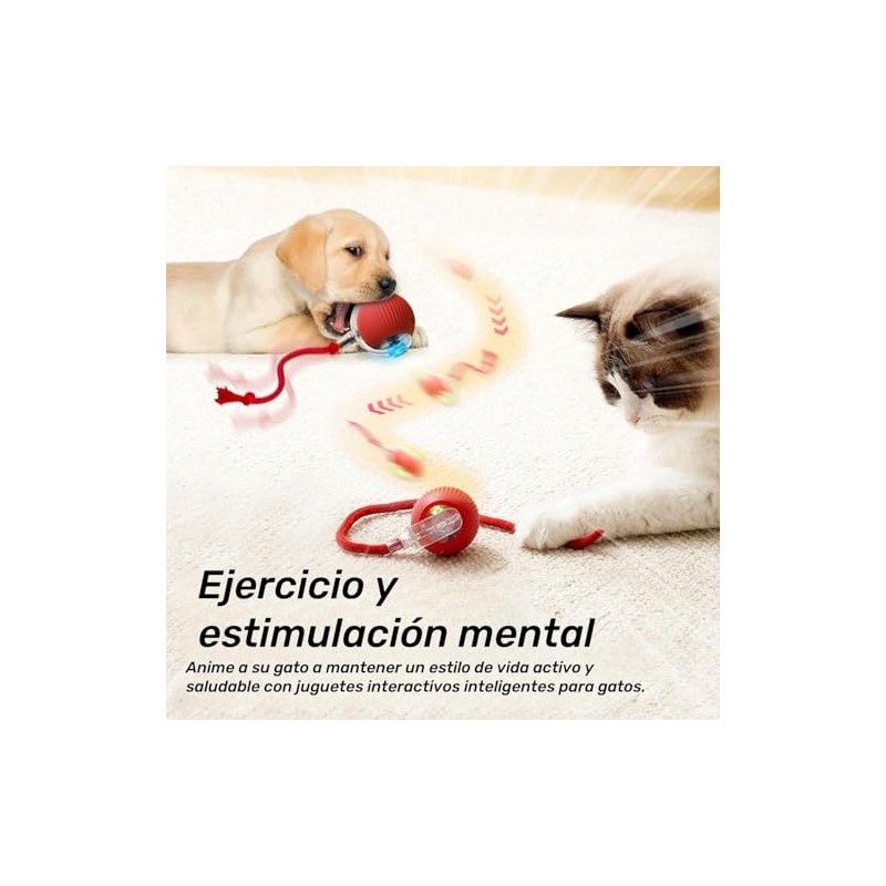 Chewie Ball, Juguete Interactivo para Gatos, Rojo+Verde
