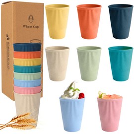 DAJASD Drinking Cup Set, 8 Pieces 350 ml Plastic Cups Made of PP, BPA-Free, Reusable Cups Plastic for Adults and Children, Unbreakable Coffee Cups without Handle, Plastic Cups for Kitchen