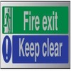 V Safety Fire Exit-Fire Exit/Keep Clear Sign - 300mm x