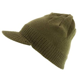 Armycrew RGY Striped Jamaica Rasta Knit Stretchable Beanie Visor Hat - Olive
