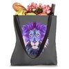 Lion Zodiac Astroface Purple Chakra Eye OM Polygon Tote Bag