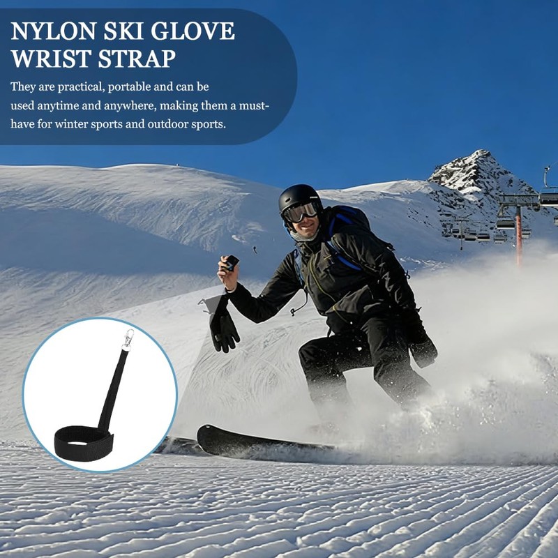 TRKETK 6 Pcs Nylon Ski Glove Leashes with Metal Button