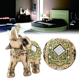 Hilitand Green Elephant Statue, Sculpture Wealth Figurine, Lucky Feng Shui Elephant Statue, Home Car Tray Decoration (S)