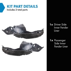 TRQ TRQ Inner Fender Liner Set Compatible with 2016-2017 Honda Accord HO1248174 HO1249174