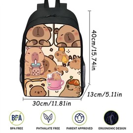 School Capybra Backpack, Children's Capybra School Bags, Cute Capy-bara Shoulder Bag, Travel Backpack with Ergonomic, Children's Backpack Casual School Bag, Capy-bara School Bag, 16 Inch
