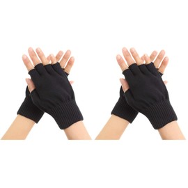 Eco Ride World globe_045 Fingerless Gloves, Half Finger, Work Gloves, 1 Pair, Anti-Slip, For Work (Black)