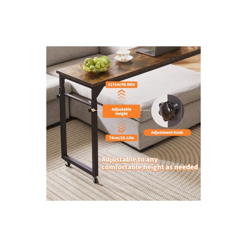 Aibiju Over Bed Desk with Wheels Adjustable Height, King Size