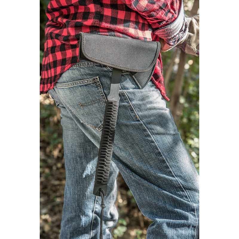SE 15" Black Hunting Axe with Spike and Nylon Cord-Wrapped