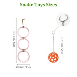 NZELSW Snake Enrichment Toys & Reptile Hammock, Snake Ball Toys with Hanging Chain, Climbing Rings for Exercise, Enriched Snake Habitats are Ideal for Ball Pythons, Corn Snakes, Lizards (Pink)