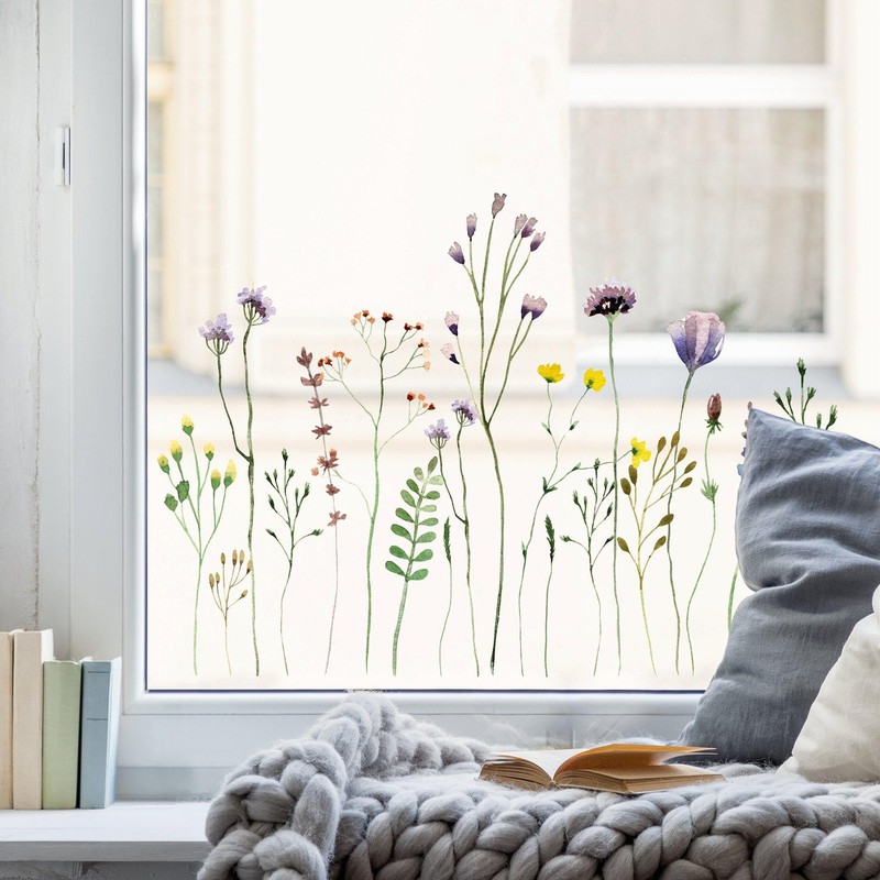 Wandtattoo Loft Window Stickers Spring with Wildflower Meadow Spring Motif