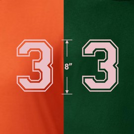 8" RED & Pink Shades Iron on Numbers for Clothing,Jersey Numbers,Large Iron on Numbers for Jersey Heat Transfer Numbers for Sports Basketball Football T-Shirt (Style C) (Light Pink_3)