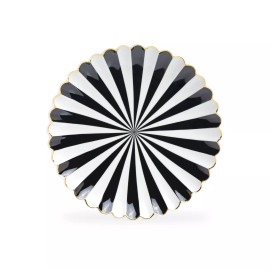 Grace's Teaware Grace Teaware 8.5" Black and White Scallop Fine Porcelain Dessert Plate