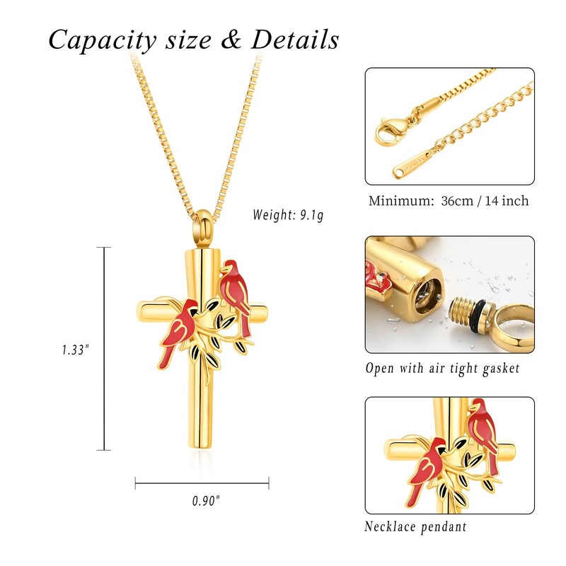 XSMZB Cross Cremation Jewelry for Ashes Funeral Memorial Pendant Hold