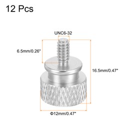sourcing map 12pcs UNC6-32x6.5mm Knurled Thumb Screw Computer Case Threaded Hand Tighten Screws Aluminum Alloy for PC Case, Natural Color