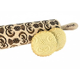 Children's Rolling Pin Thistles for Homemade Pastries Engraved Embossed Rolling Pin with Thistles Flowers for Ceramic Length 24 cm Rolling Pin with Pattern of Algis Crafts