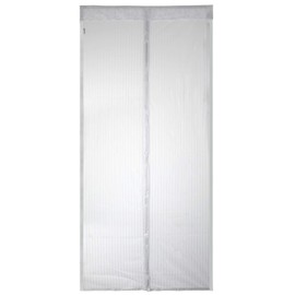 Magnetic Screen Door, Polyester Magnetic Door Fly Screen Curtain Magic Paste Curtains Super Quiet Stripes Encryption for Anti Mosquito or Anti Pest Magnetic Soft Door (White, 100 x 220 cm)