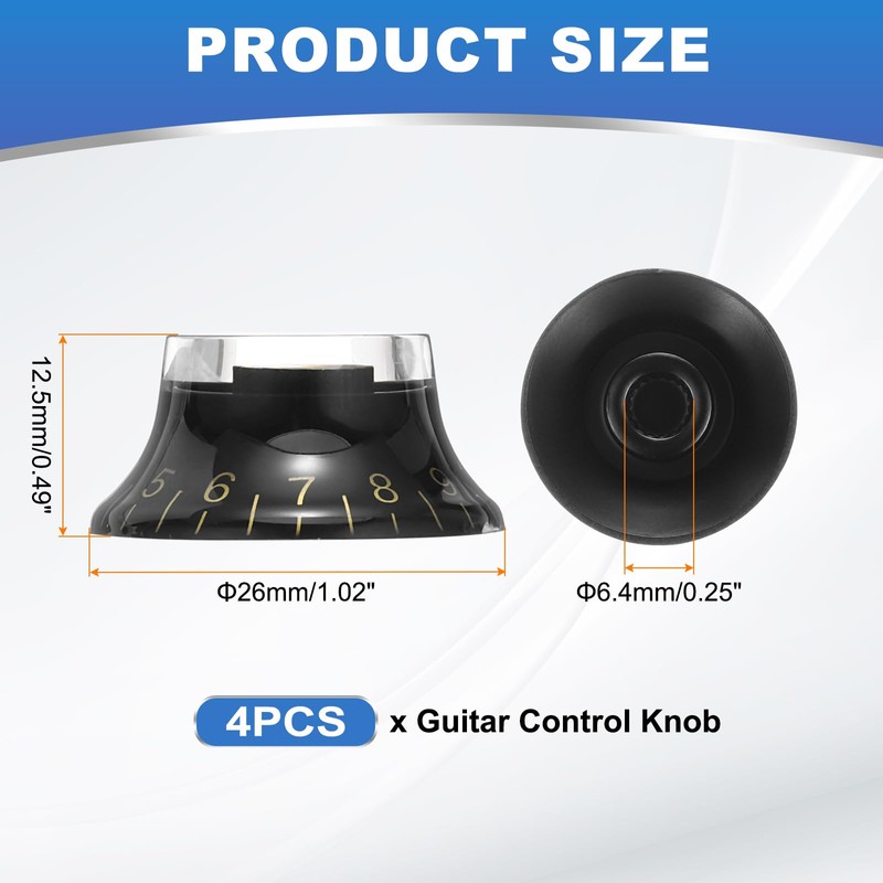 sourcing map 4pcs Black Guitar Effect Pedal Knob, 1/2" Plastic
