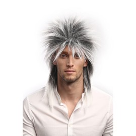 Wig Me Up – 90891 ZA60TZA1 Carnival 80 's Wig Wave Punk Pop Star Black/White/Grey Shades Toupiert