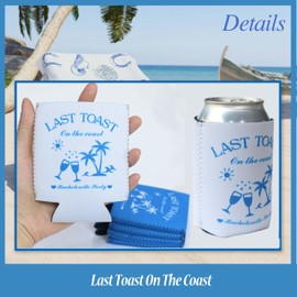 Last Toast On The Coast Bachelorette Party Can Sleeves(12 PCS), Bachelorette Party Decorations for Bridal Party Gifts Bachelorette Party Favors