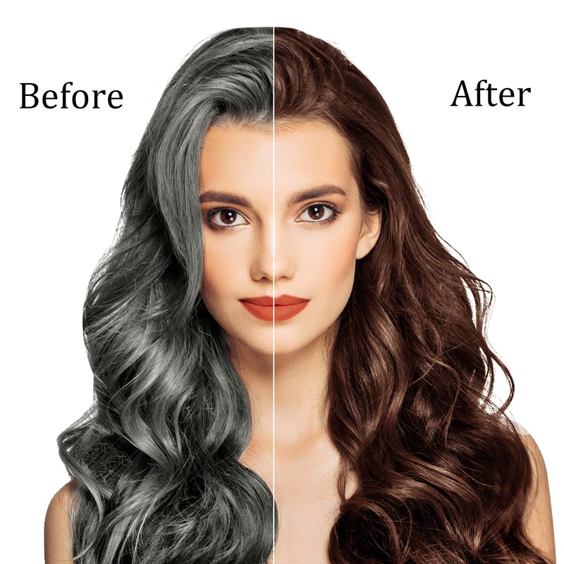 Brown Hair Dye Shampoo for Women Men, Gray Hair Coverage,