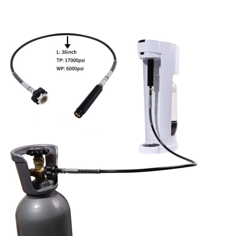 W21.8‑14 CO2 Cylinder Refill Adapter Hose with Spring Tube 36in