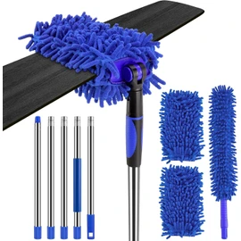 CALBEAU Ceiling Fan Cleaner Duster with 80 inch Extention Pole, Fan Duster for High Ceiling Fan Blades, Bendable and Washable Chenille Duster for Cleaning Hard to Reach Area