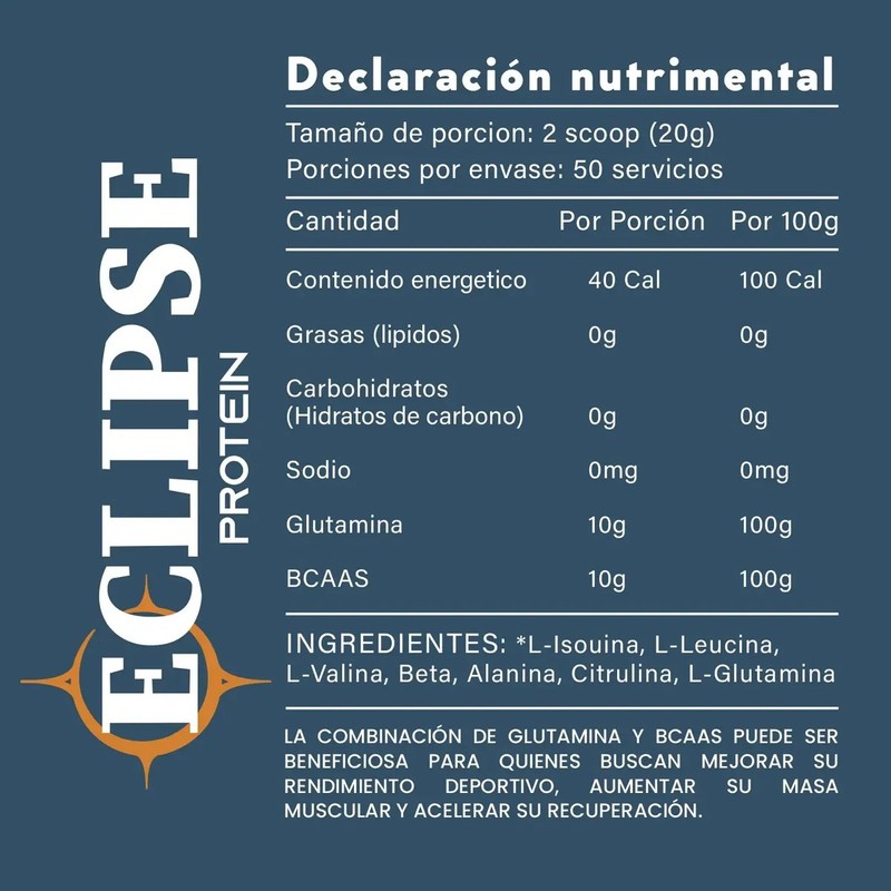 Aminoácidos Bcaas Glutamina Eclipse 1kg Varios Sabores