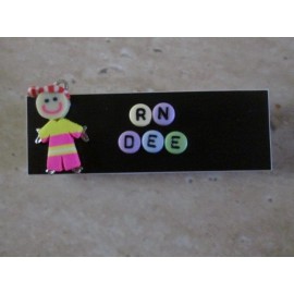 Unbranded ID NAME TAG BADGE MAGNET OR PIN BACK DOLL  OFFICE  MEDICAL RN ER ICU PEDIATRIC
