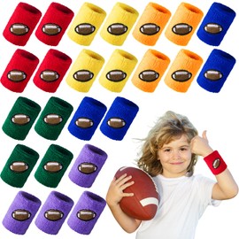 Zomiboo 24 Pieces/12 Pairs Football Party Favors Sports Wristbands for Kids Gifts Bulk Football Birthday Party Supplies Decorations Sweat Bands, 6 Style