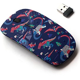 2.4G Wireless Mouse with Cute Pattern Design for All Laptops and Desktops with Nano Receiver - pop Colorful Cute Dinosaurs