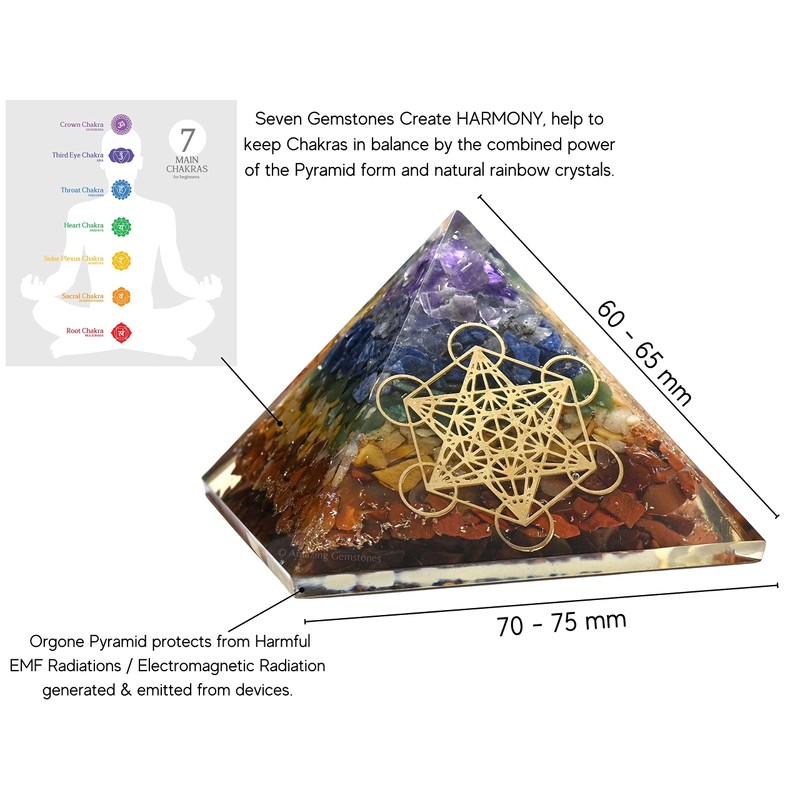 Amazing Gemstone Large Orgone Pyramid | Natural Chakra Pyramid Crystal