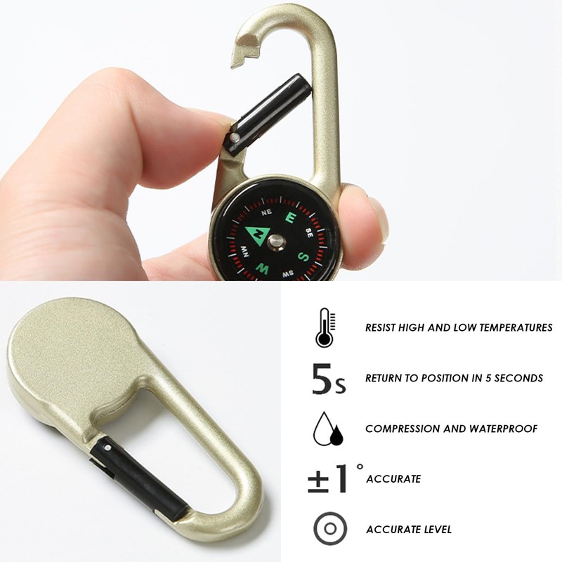 3 Pieces Of Compass, Compass Carabiner, Outdoor Cycling Compass, Suitable