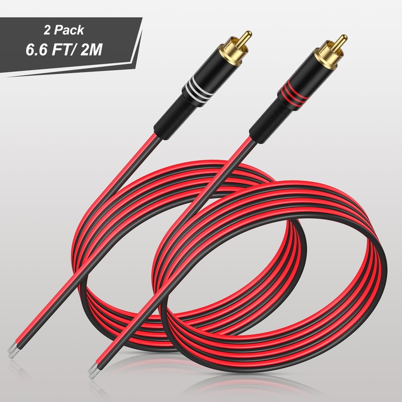 J&D RCA to Speaker Wire Adapter, 2 Pack 20AWG 2