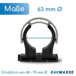 Baumaxxe 10 x PVC Pipe Clamps 75 mm I Pipe Clamp with Locking Bracket and Screw Hole I Pipe Clamp Plastic Black I for Pool Piping Pressure and Suction Line I bm050