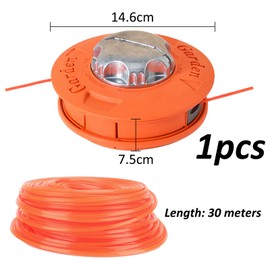 Line Head Grass Trimmer, ACTOYS Line Head for Brush Cutter, Aluminium Line Head with M10 Left Thread, Thickened Aluminium Head without Disassembly Mower Head, Grass Trimmer Head with 2.4 mm x 30 m