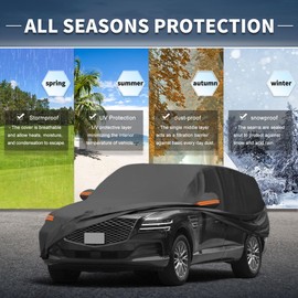 X AUTOHAUX Car Cover for Genesis GV80 Aluminum Film Outdoor Waterproof Sun Rain Snow Hail Protection with Driver Door Zipper