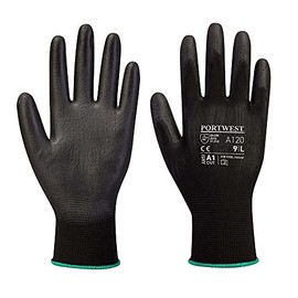 Portwest A120 Breathable PU Palm Glove Black, XX-Small