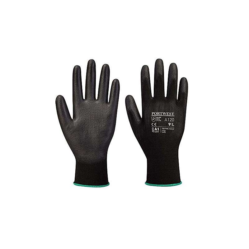 Portwest A120 Breathable PU Palm Glove Black, XX-Small