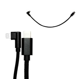 Type I Type C L-Shaped Lightning Charging Cable 11.8 inches (300 mm) 27W Compatible, Black