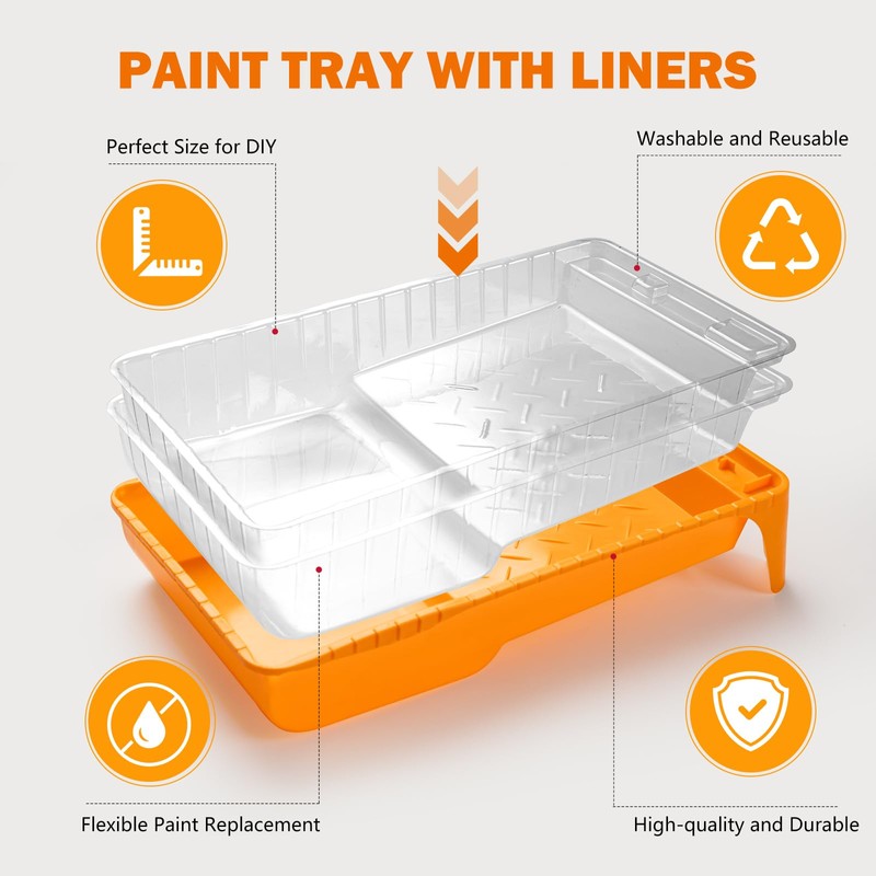 Mister Rui Paint Tray Liner, Disposable Paint Tray, 4" Sturdy