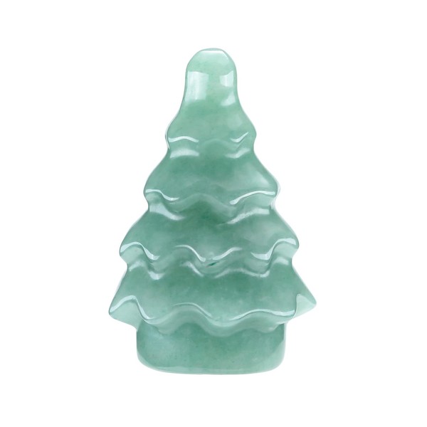 CrystalTears Green Aventurine Healing Crystal Tree Carved Mini Christmas Gemstone Crystal Tree Statue Good Luck Healing Stone Holiday Figurine for Home Office Desk Decor Gift for Christmas 1.5”