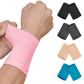 KEKING® Compression Wrist Sleeves for Women Men, 1 Pair, Premium Wrist Support Bands for Carpal Tunnel, Improve Circulation & Recovery, Tendonitis, Tennis, Sports - Wrist Brace Wrist Wraps, Pink XL