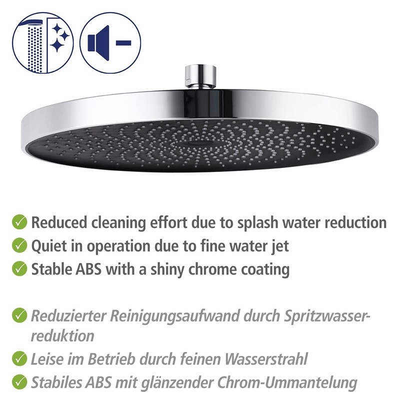 WENKO Softwater Shower Head, Rain Shower Head, Universal Shower Low