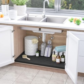 SIKADEER 40" x 22" Under Sink Mat Waterproof, Silicone Mat Kitchen Drawer Shelf and Cabinet Liner, Sink Protector for Kitchen Organizers and Storage, Boot Tray Pet Food Mats