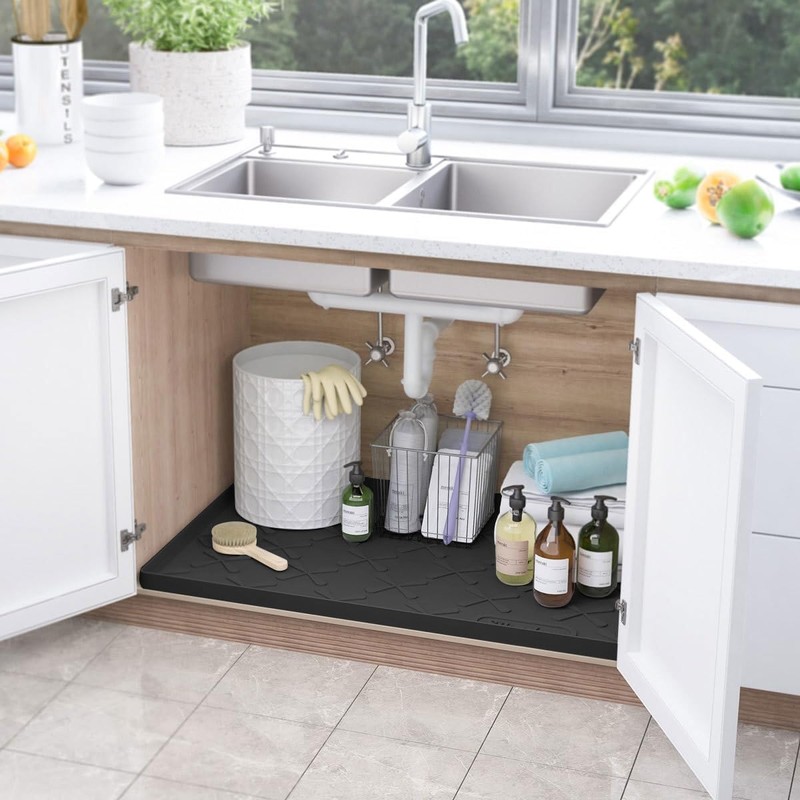 SIKADEER 40" x 22" Under Sink Mat Waterproof, Silicone Mat