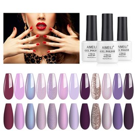 AIMEILI Gel Nagellack UV LED Gellack Farben Set 12 pcs 8ml Soak Off Nägel Farbgel Kit 19
