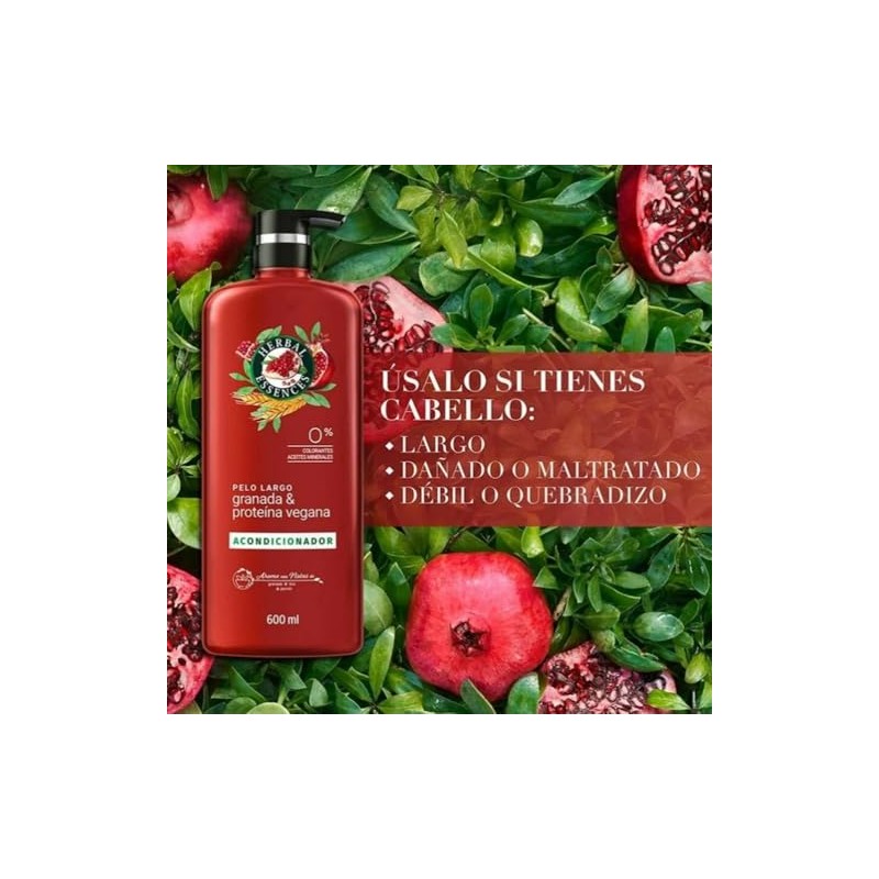 Herbal Essences Acondicionador Pelo Largo Granada Y Proteína Vegana 600