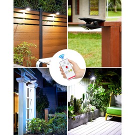 LIFENGSOLER 118Leds Solar Motion Sensor Lights Outdoor, Clip on Solar Lights Outdoor Waterproof, High Bright Solar Powered Security Lights for Outside Fence Chain Link Camping (4, 118 LED)